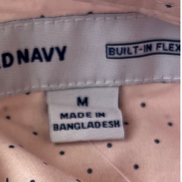 Old Navy Men’s Light Pink And Blue Polka Dots Short Sleeve Shirt Size Medium - Picture 3 of 7